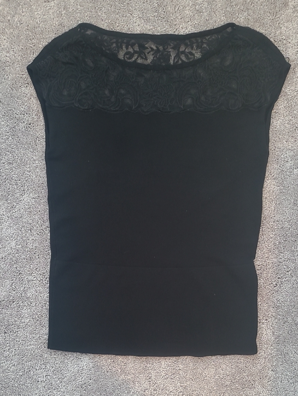White House Black Market Black Lace Boat Neck Blouse